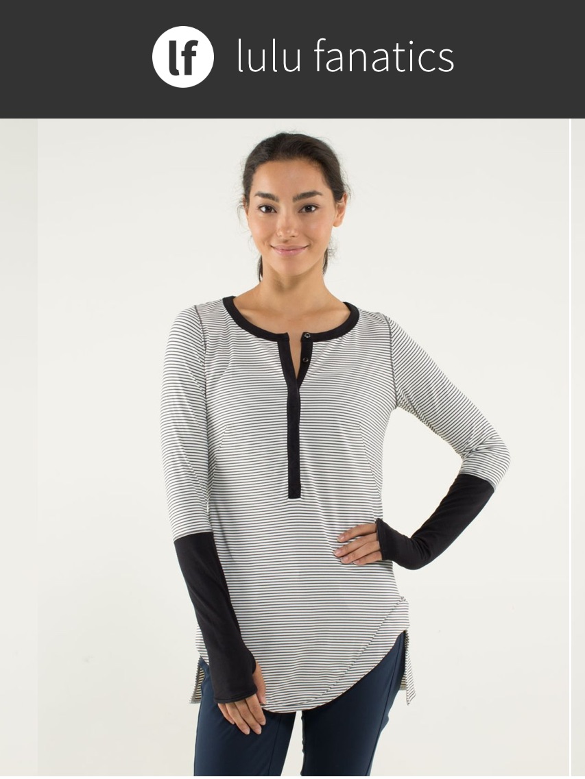 Lululemon Urbanite Long Sleeve Henley ~Sz 4 Hyper Stripe Angel Wing Black White